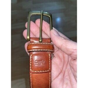 Polo Ralph Lauren Brown Leather Pony Belt Size 36/90 Brass Buckle